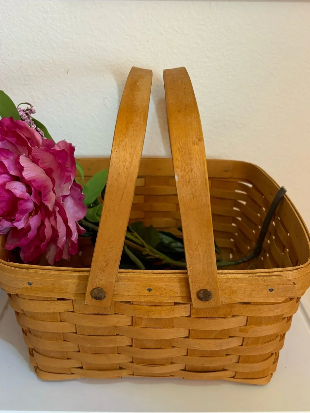 Vintage 1995 Longaberger Square Cake Basket, Swing Handles, 12”x12”x6.25”